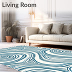 Deep Teal Swirl Fluid Contour Rug