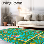 Whimsical Teal Garden Playtime Rug