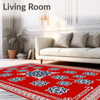 Crimson White Starburst Medallion Rug
