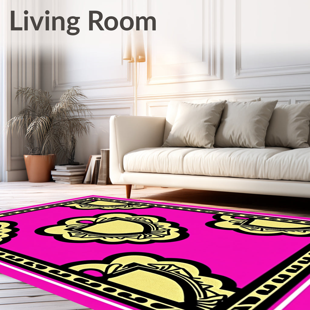 Vibrant Pink Golden Crested Shield Rug