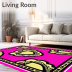 Vibrant Pink Golden Crested Shield Rug