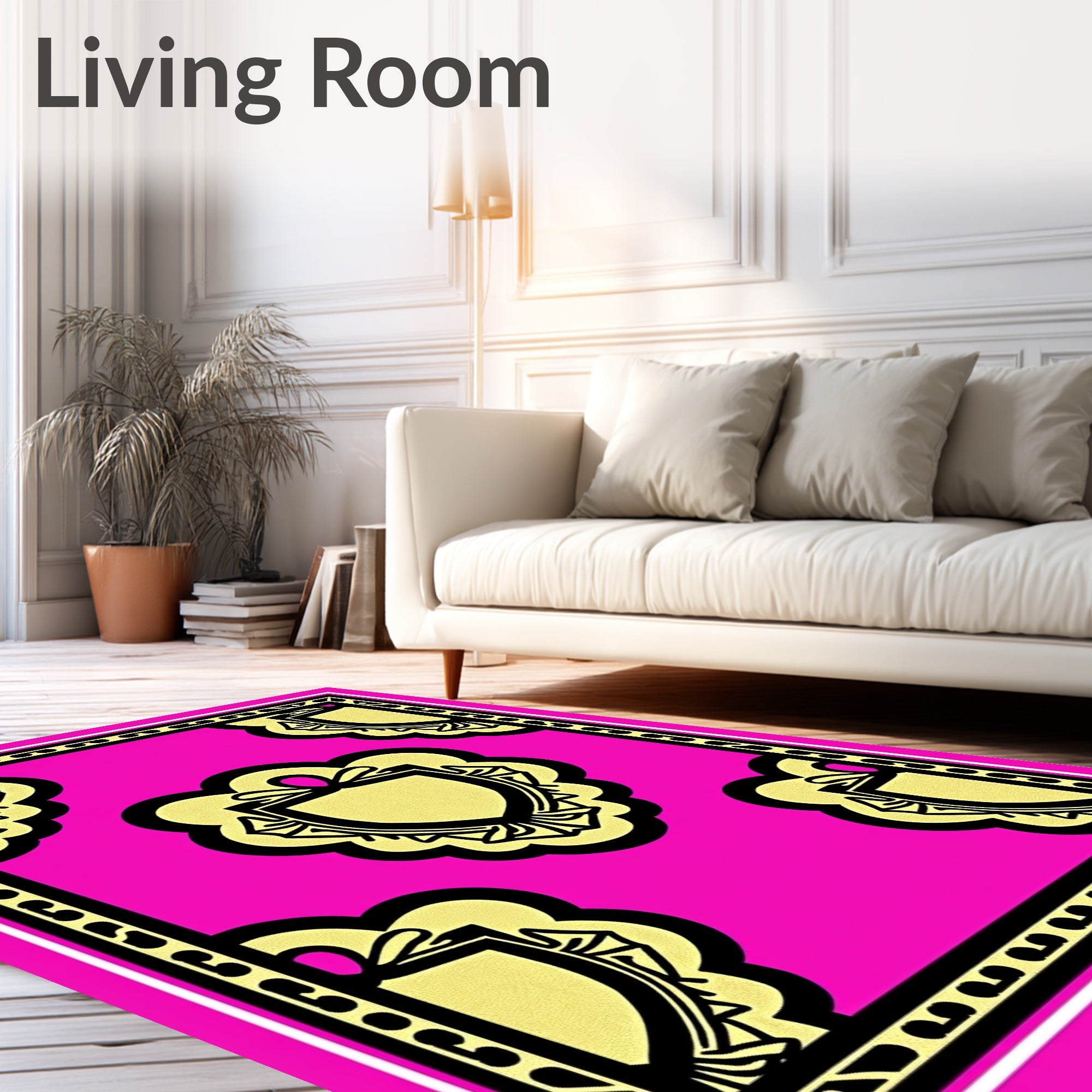 Vibrant Pink Golden Crested Shield Rug