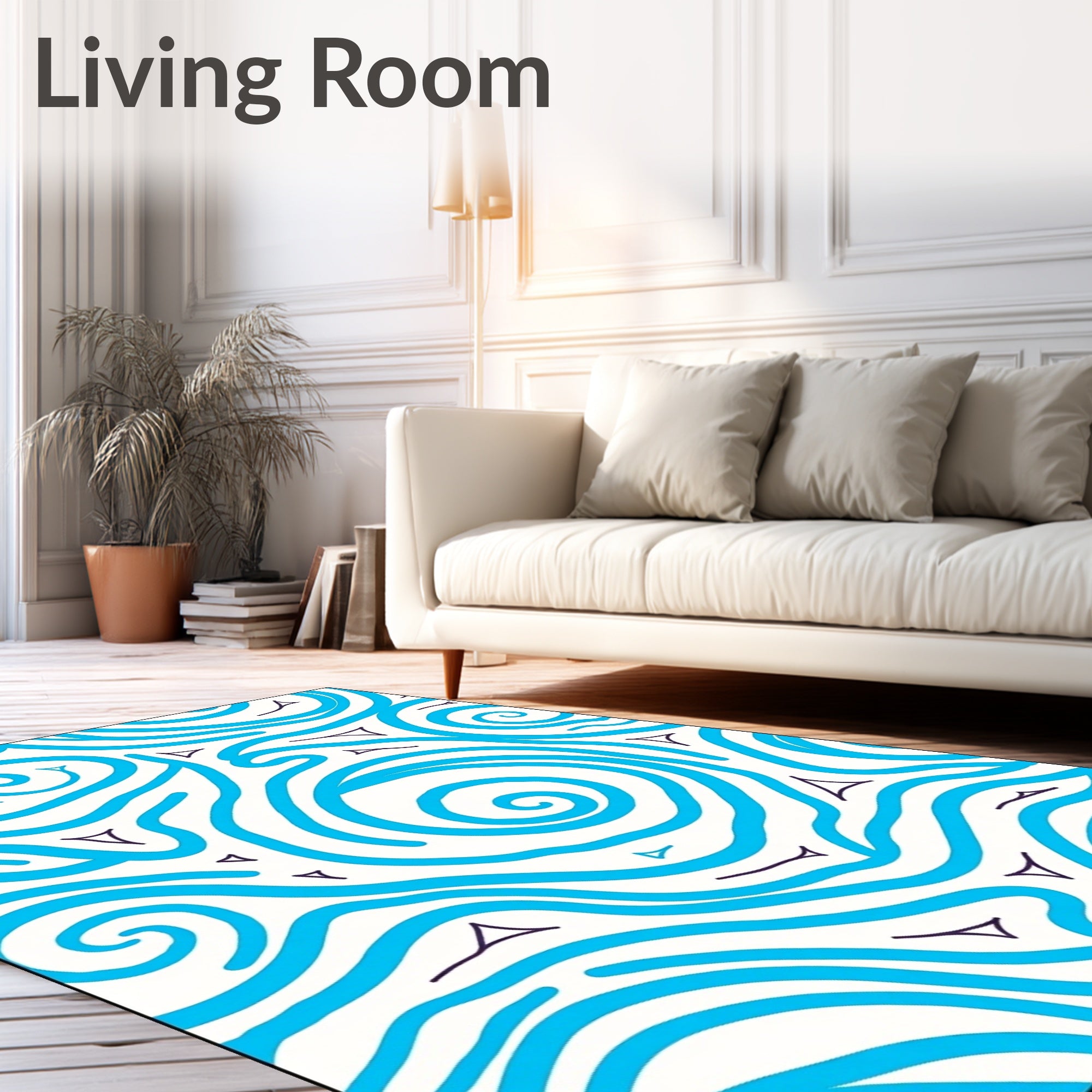 Aqua Swirls with Triangles Rug