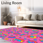 Vibrant Groovy Flower Butterfly Alphabet Rug