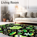 Whimsical Frog Lily Pad Botanical Garden Rug