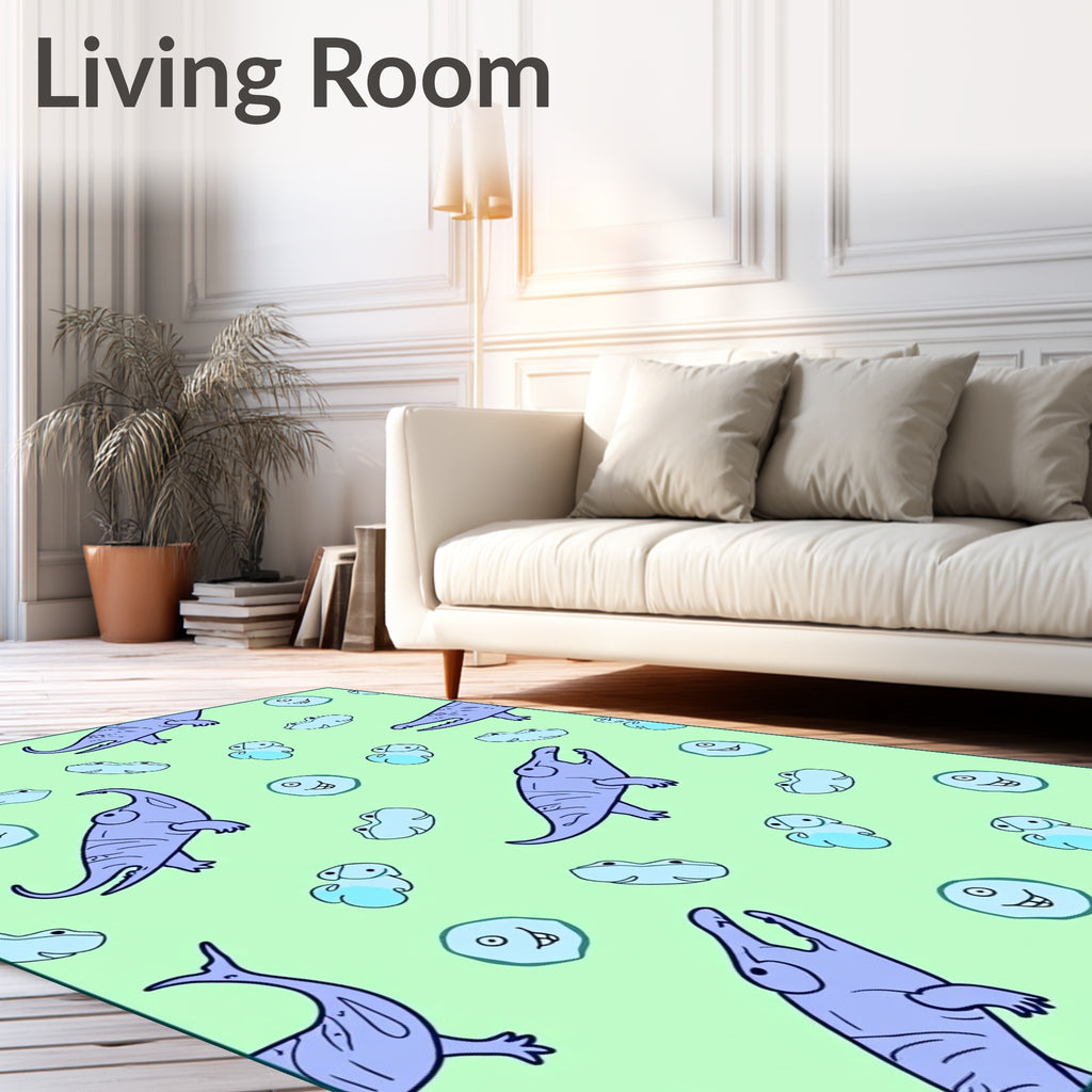 Light Green Cartoon Dinosaur Friends Rug