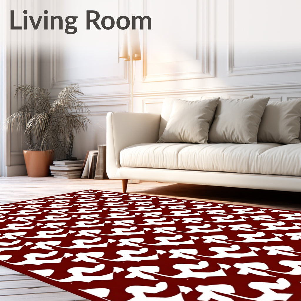 Bold Crimson Abstract Swirls Rug