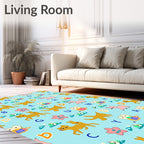 Playful Yellow Animals Alphabet Collage Rug