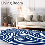 Deep Blue Abstract Swirl Rug