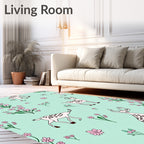 Whimsical Pink Floral Deer Meadow Rug