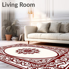 Deep Red Floral Oval Traditional Rug
