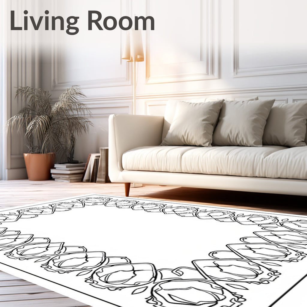 Art Nouveau Detailed Botanical Frame Rug