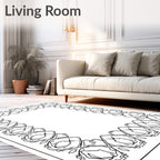 Art Nouveau Detailed Botanical Frame Rug