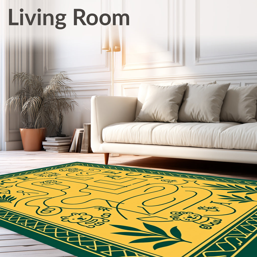 Yellow Green Alphabet Snake Maze Rug