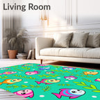 Aqua Fish Plants Cute Cartoon Rug