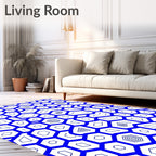 Cobalt Blue Geometric Honeycomb Rug