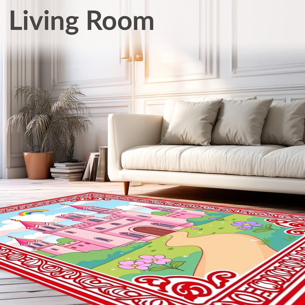 Pink Castle Rainbow Garden Border Rug