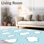 Whimsical Light Blue Cloudscape Rug