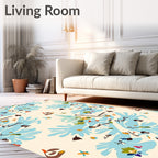 Whimsical Light Blue Abstract Flora Medley Rug
