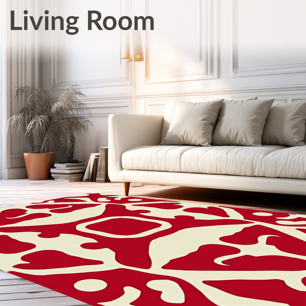 Crimson Ivory Geometric medallion Rug
