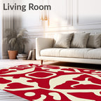 Crimson Ivory Geometric medallion Rug