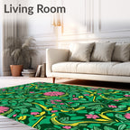 Lush Pink Floral Garden Vines Rug