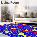 Playful Alphabet Red Yellow Blue Collage Rug