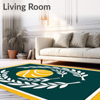 Emerald Laurel Basketball Emblem Rug