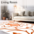 Cute Orange Cat Branch Arrangement Rug