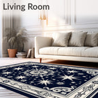 Navy Celestial Star Compass Rug