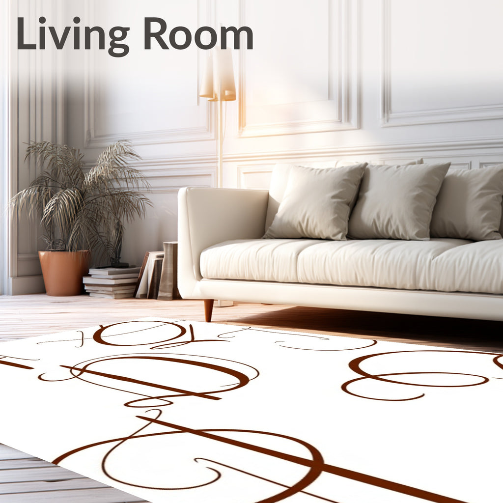 Brown Calligraphy Monogram Cluster Rug
