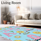 Whimsical Pink Yellow Alphabet Garden Rug