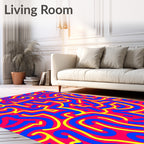 Vivid Blue Yellow Swirl Abstraction Rug