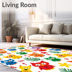 Whimsical Colorful Owl Alphabet Rug