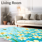 Whimsical Bees And Daisies Meadow Rug