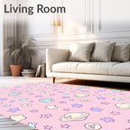 Pink Space Stars and Planets Rug