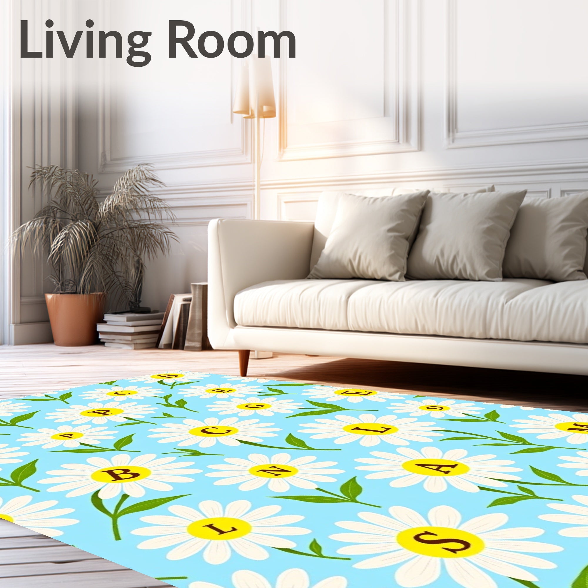 Alphanumeric Daisy Field Rug