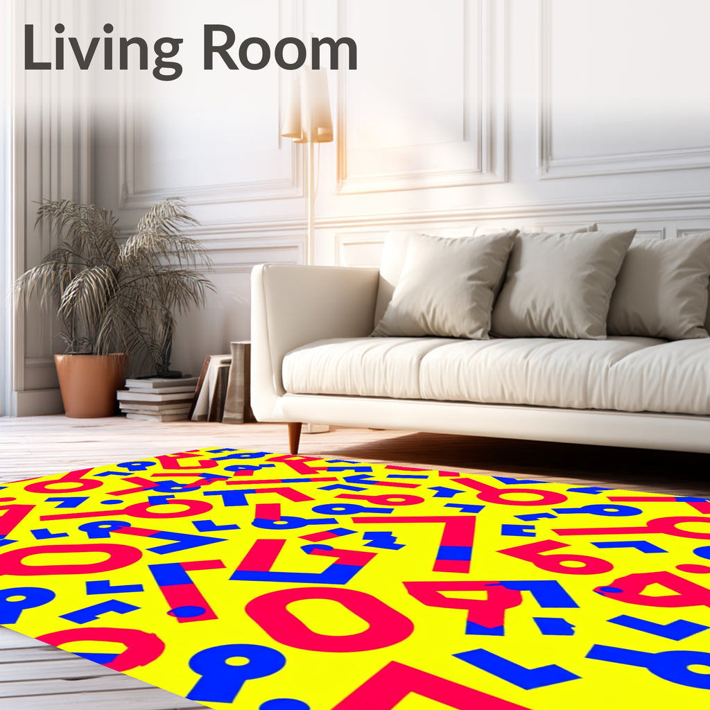 Bold Red Blue Geometric Abstract Rug
