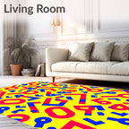 Bold Red Blue Geometric Abstract Rug