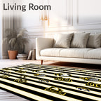Bold Yellow Black Striped Letter Rug