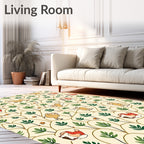 Whimsical Puppies Green Foliage Acorn Scene Rug