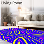 Vibrant Blue Pink Yellow Swirl Rug