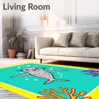 Happy Gray Seal Coral Reef Rug