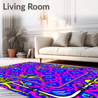 Yellow Skeletons Vibrant Psychedelic Frame Rug
