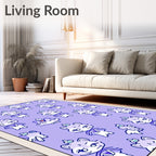 Whimsical Purple Kitty Crown Medley Rug