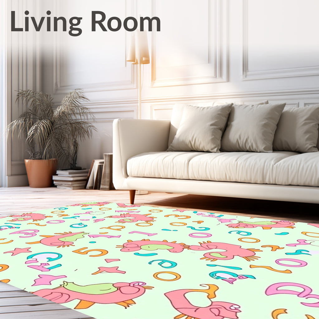 Pink Dino Alphabet And Number Scatter Rug