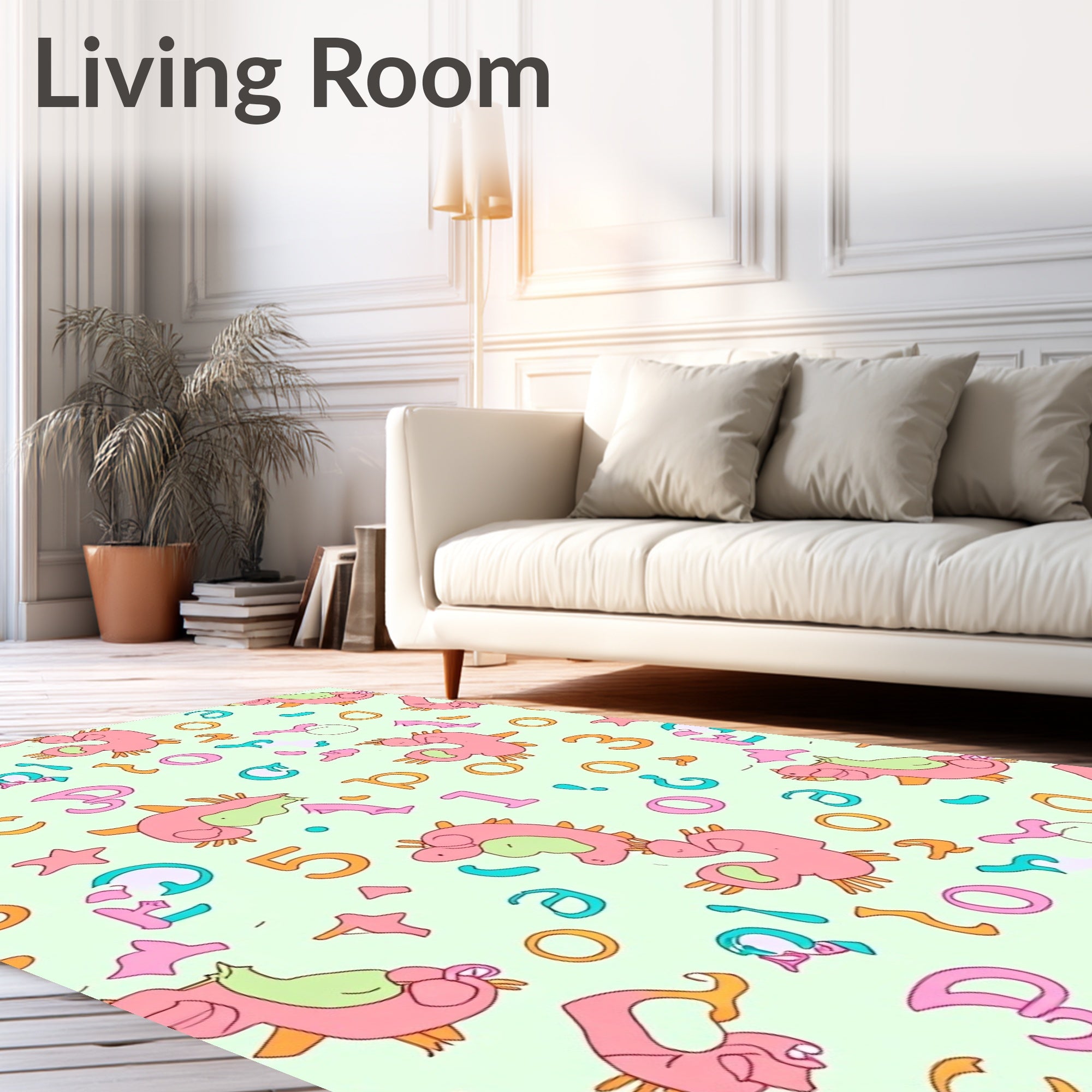 Pink Dino Alphabet And Number Scatter Rug