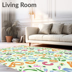 Playful Alphabet Garden Collage Rug