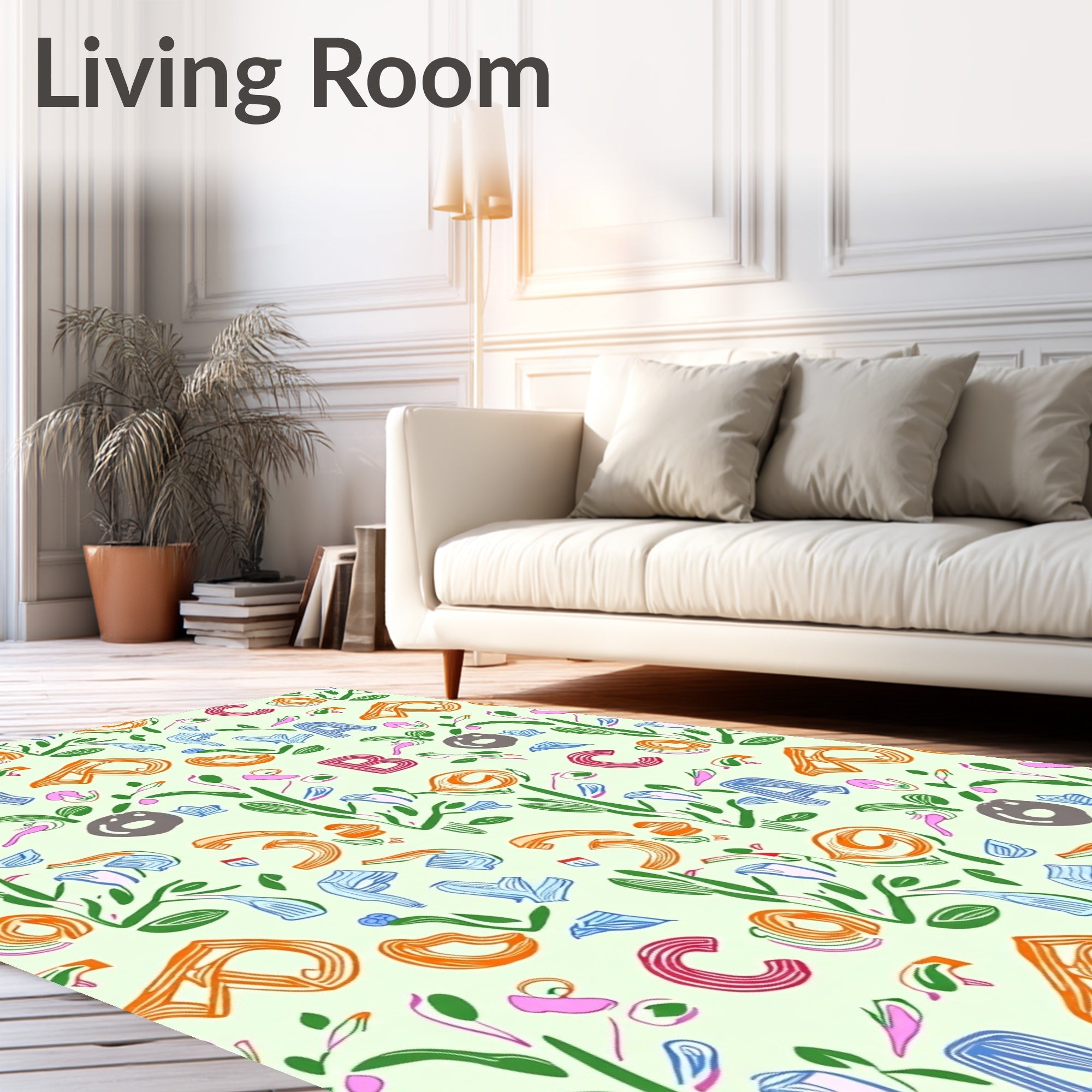 Playful Alphabet Garden Collage Rug