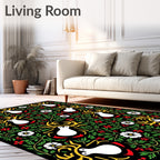 Whimsical White Reindeer Floral Garland Rug